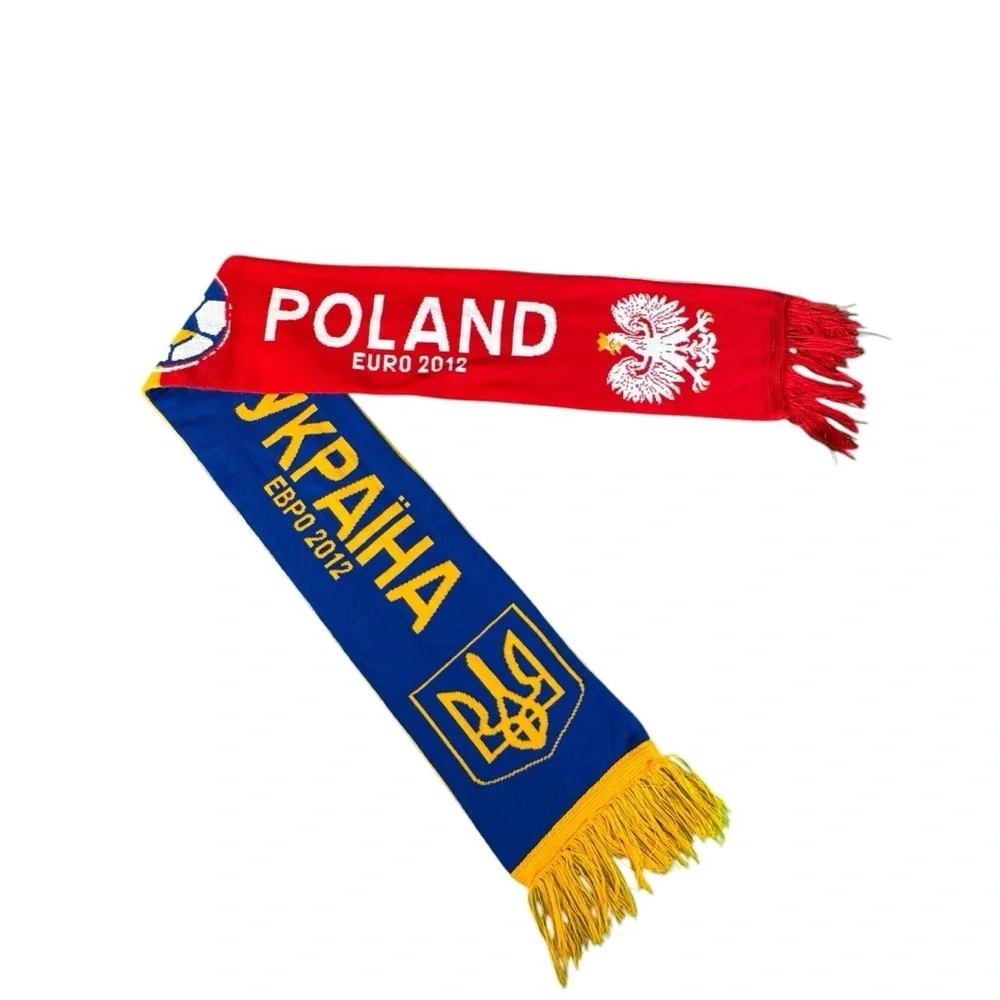 Euro 2012 Poland Ukraine Soccer Scarf Football Fan Red Blue Yellow